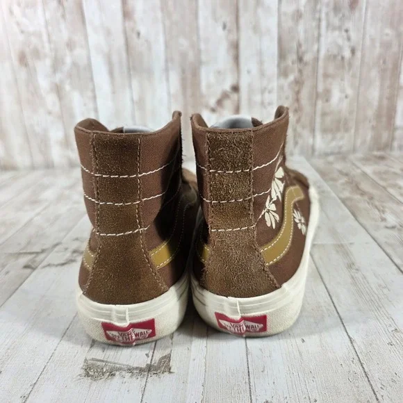 Vans Sk8-Hi VR3 Brown Suede Daisy Floral High Top Sneakers Womens 8.5 Mens 7 - Picture 3 of 8